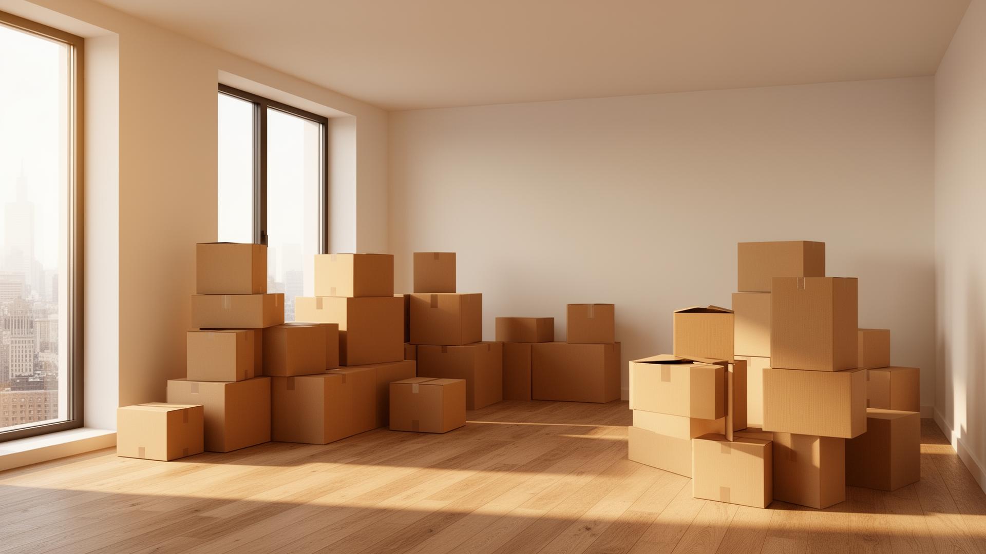 Przeprowadzka - kartony w mieszkaniu